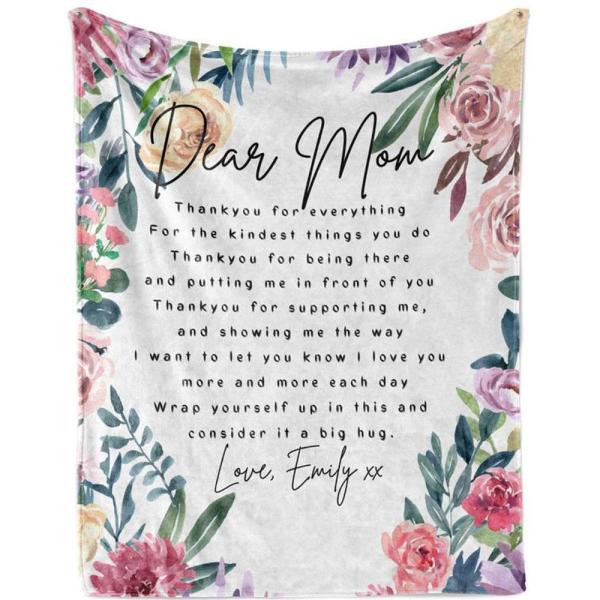 Personalized Dear Mom Thank You For Everything Flower Blanket