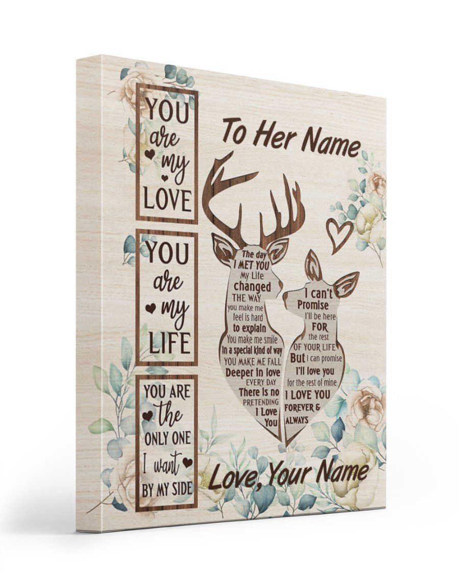 You Are My Love Deer Flower Background Gift For Wife Matte Canvas