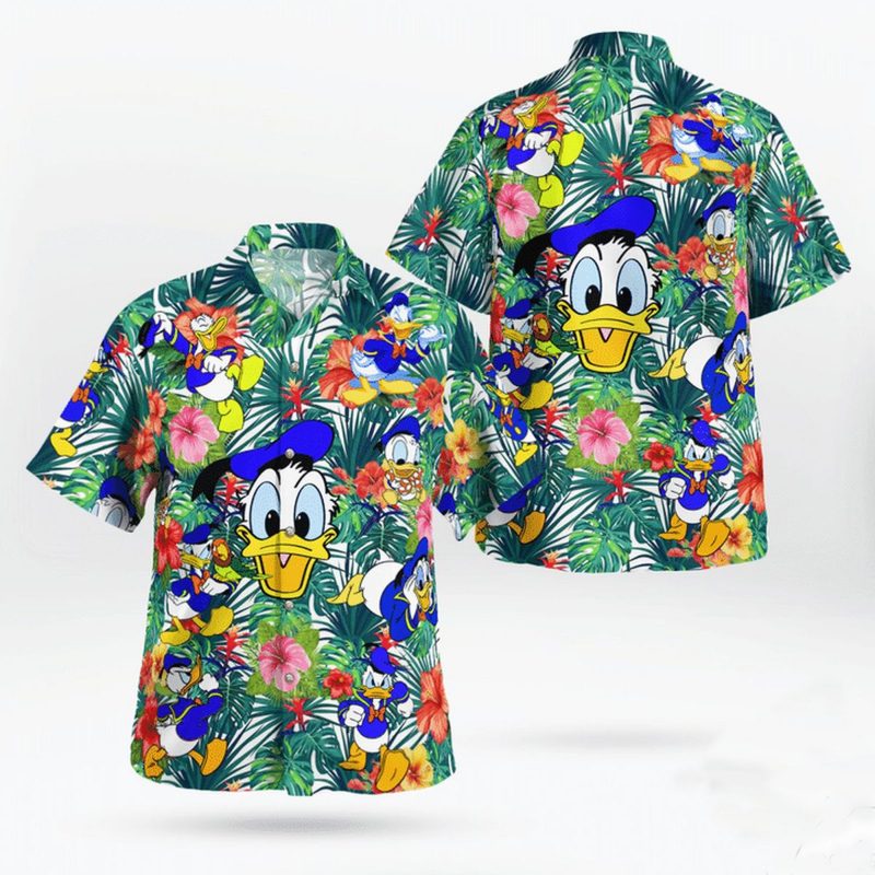 Donald Duck Funny Flower Hawaiian Casual Shirt 170