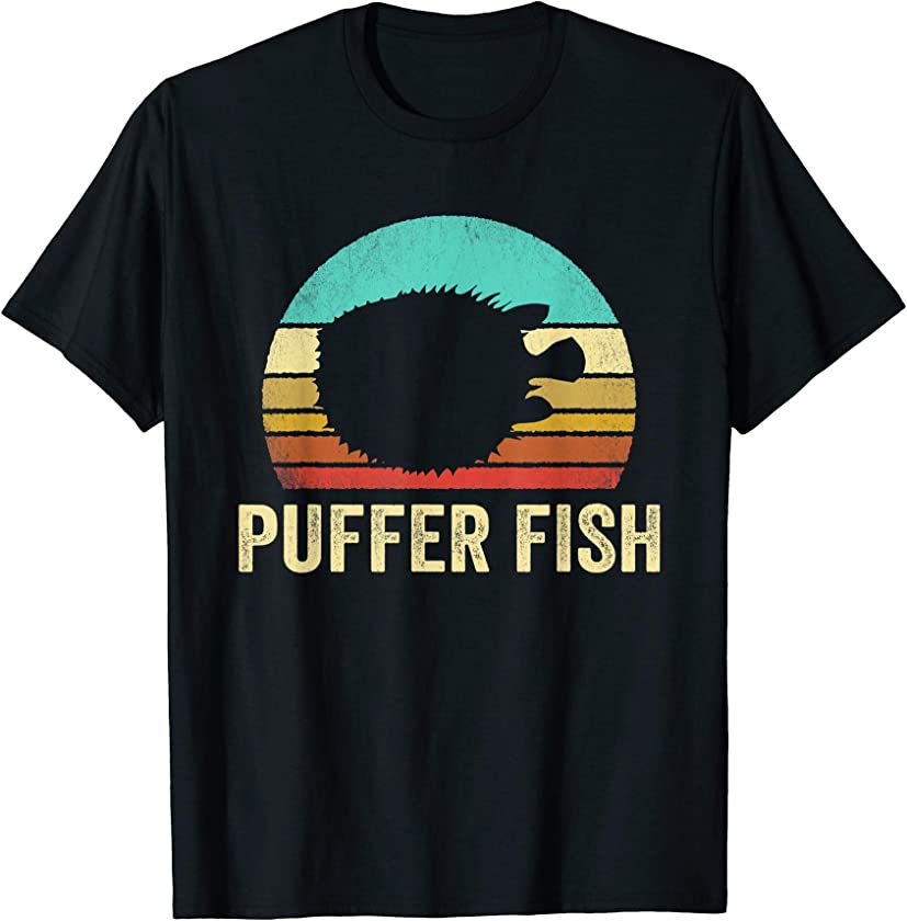 Vintage Puffer Fish Shirt Sunset