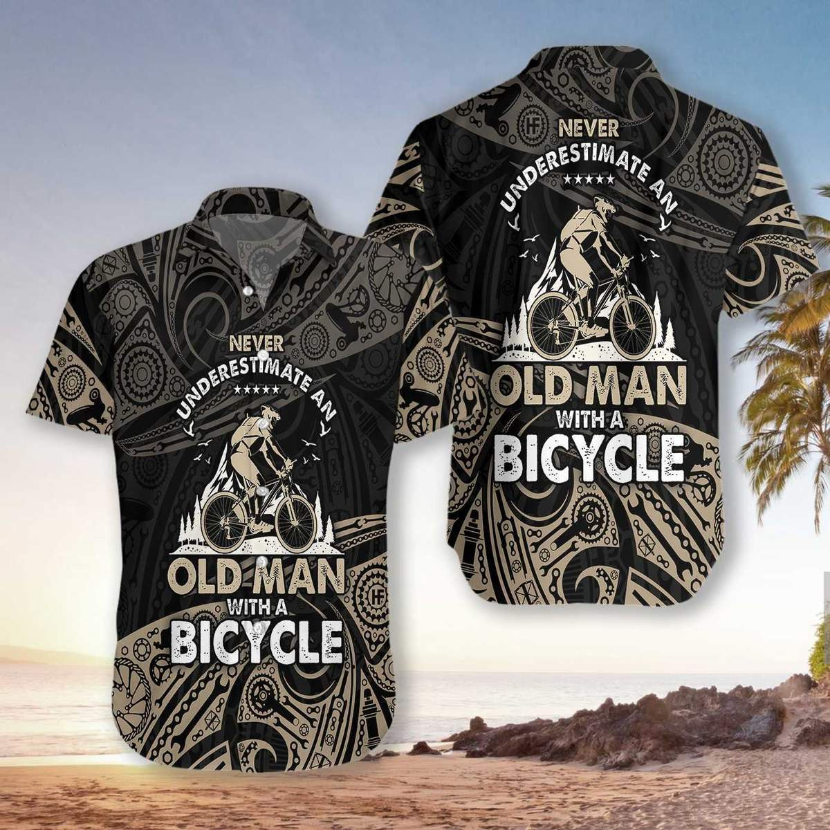 Never Underestimate An Old Men With A Bicycle Hawaii Shirt H Ha29509