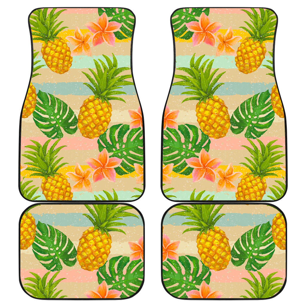 Sand Beach Pineapple Pattern Print Front And Back Car Floor Mats, Front Car Mat