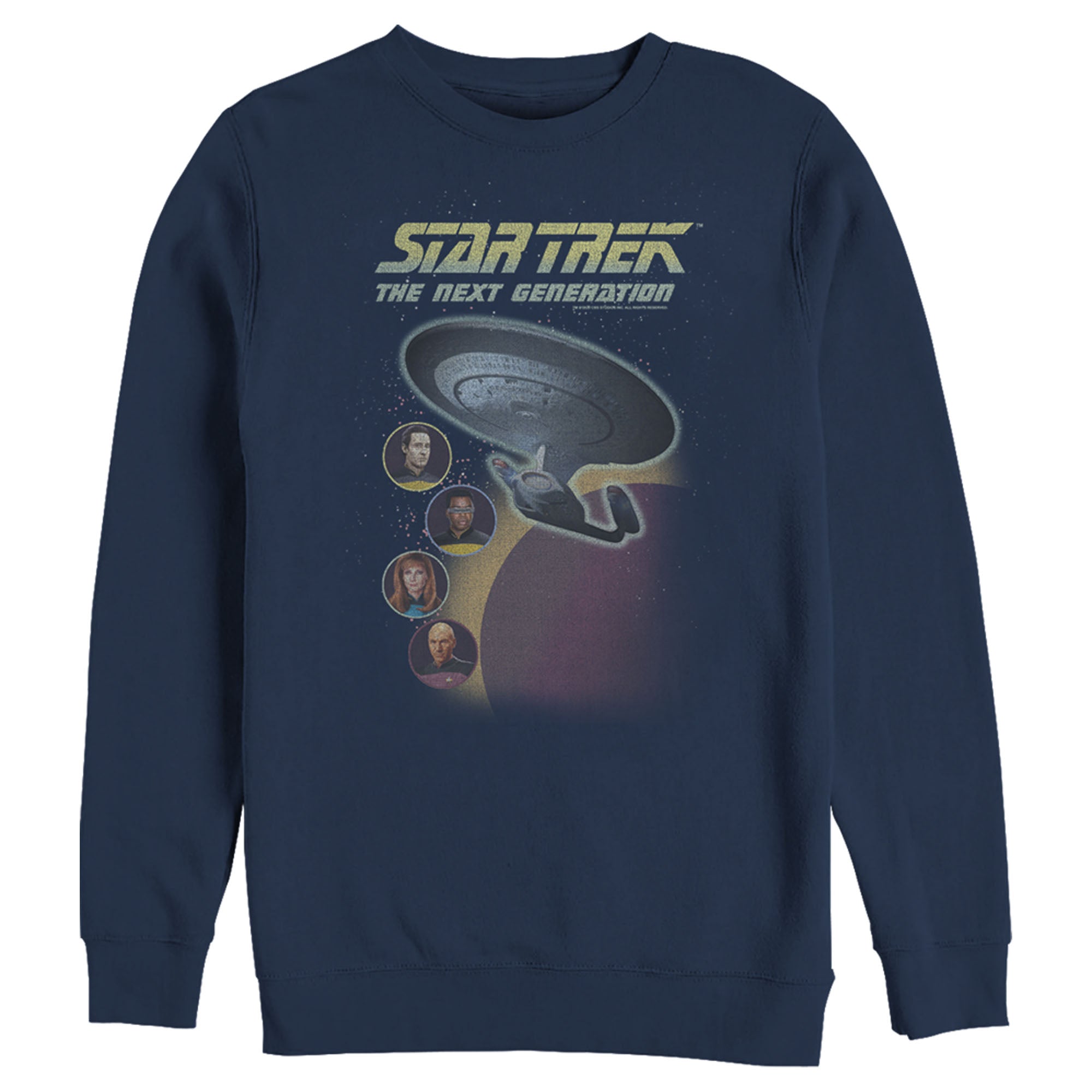 Men’S Star Trek: The Next Generation Enterprise With Captain And Crew Portraits Pull Over Hoodie