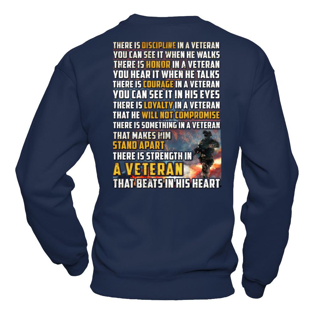 Military T-Shirt ”Veteran – Beats in His Heart”