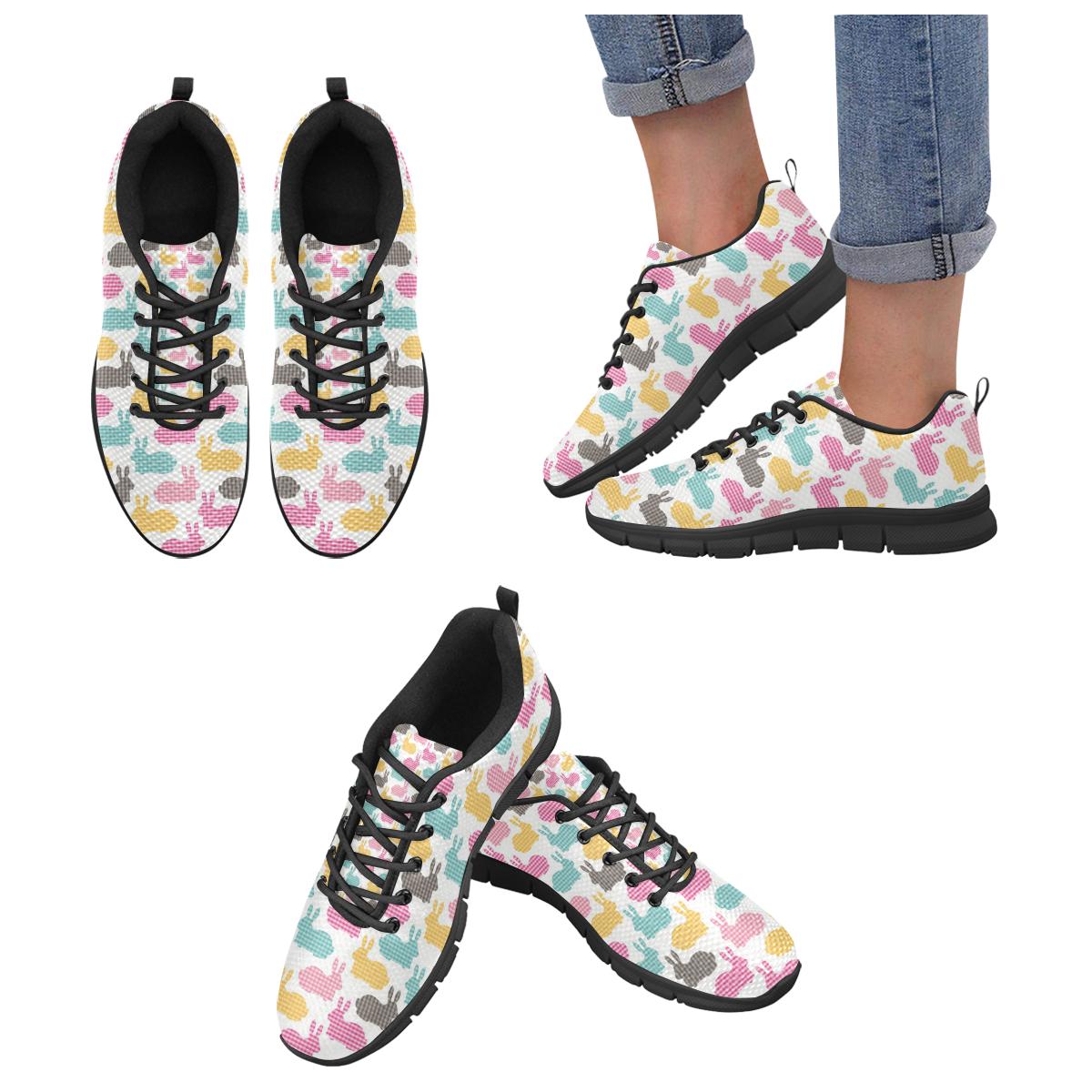 Colorful Rabbit Pattern Women’s Sneakers Black