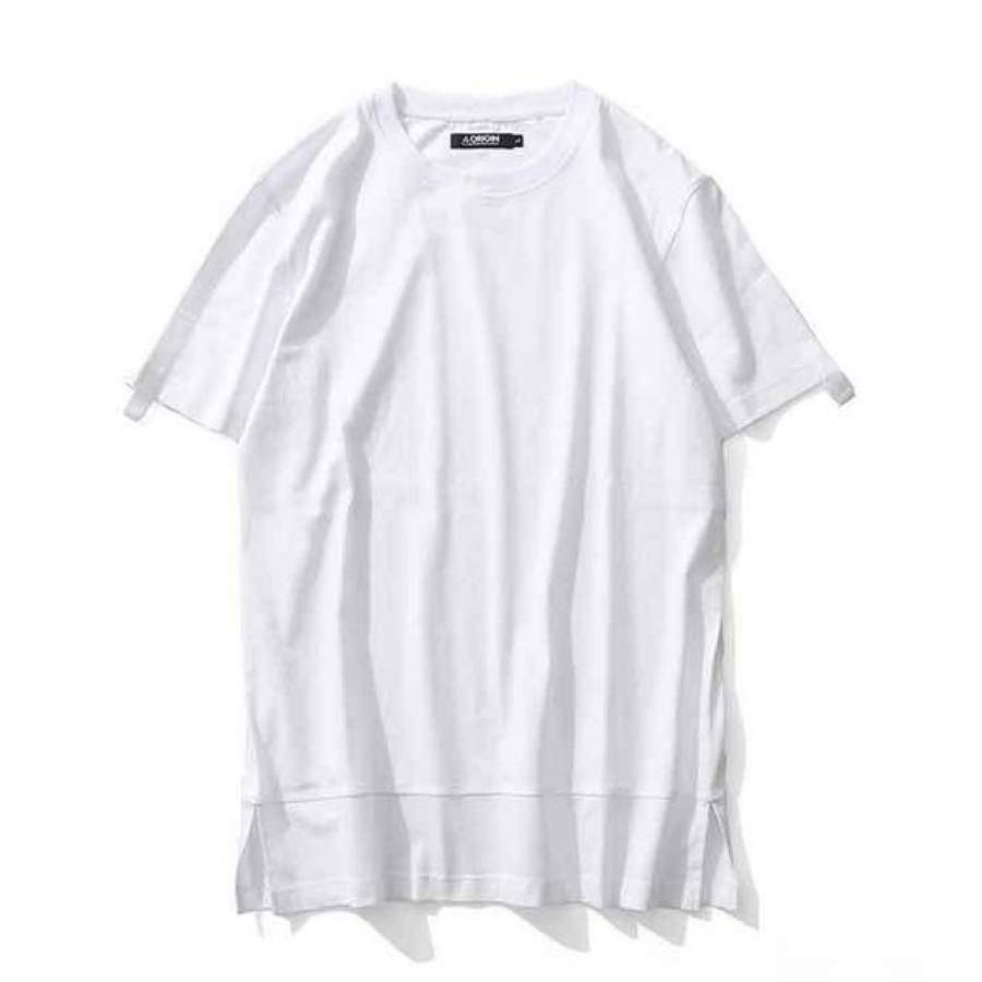 Men T Shirt Black Extend Hip Hop High Street Man Fashion Summer Short Sleeve Solid Color Top Tees