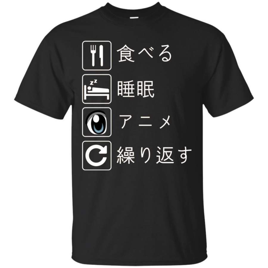 AGR Eat Sleep Anime Repeat Funny Anime Lover Otaku Tshirt Jaq T-shirt