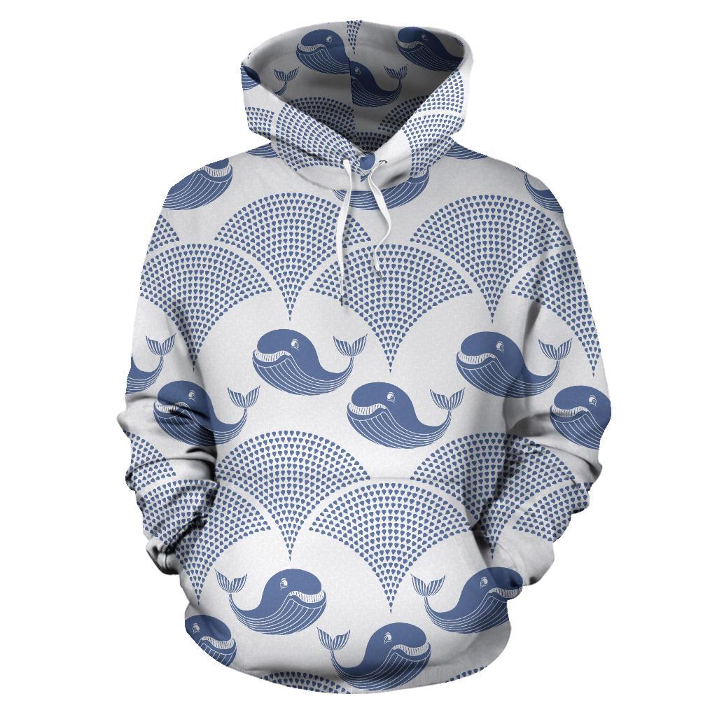 Whale Pattern Men Women Pullover Hoodie