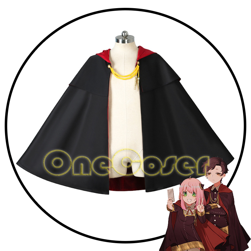 Anime Spy X Family Anya Forger Damian Desmond Cosplay Black Cloak Costume Hooed Cape Imperial Scholar Halloween Men Women alx