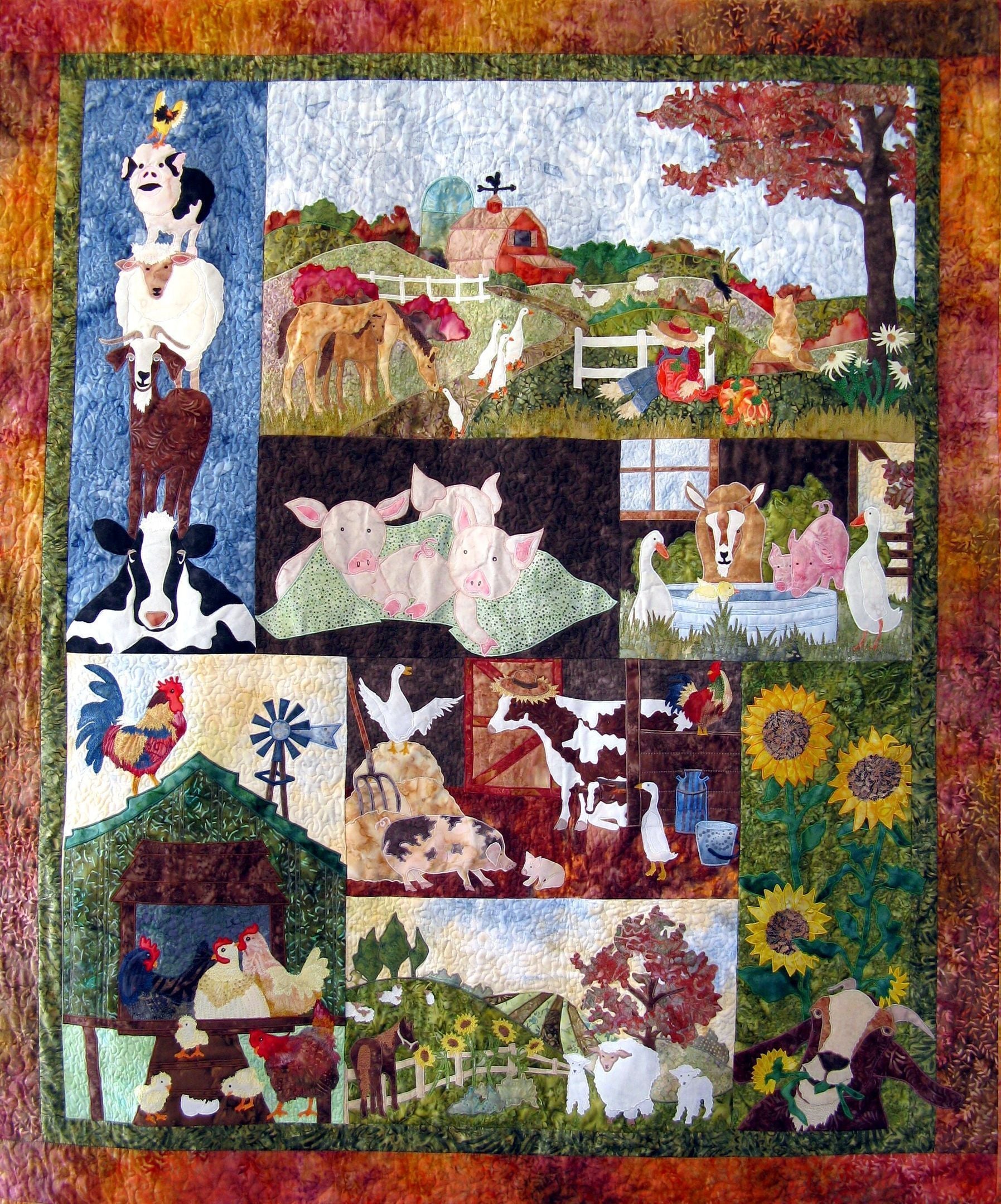 Pig Farm Animals Quilt Tdhal