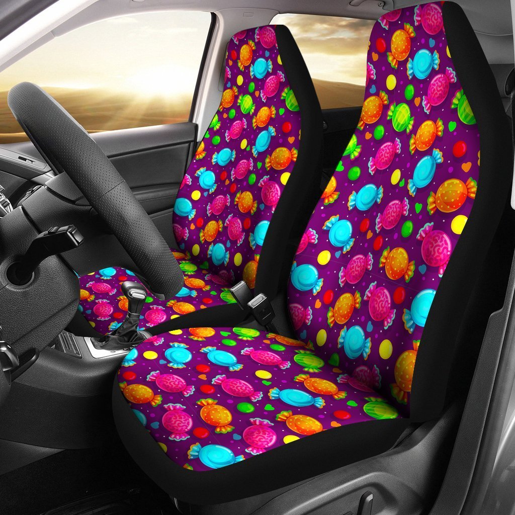 Toffee Candy Pattern Print Seat Cover Car Seat Covers Set 2 Pc, Car Accessories Car Mats