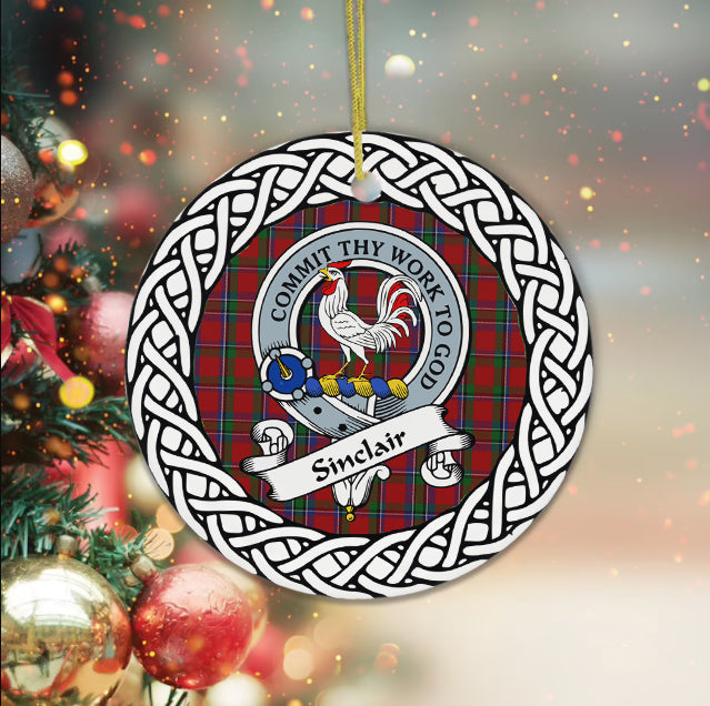 Sinclair Scottish Clan Tartan Crest Badge Plaid Ornament Gift. Christmas Tree Ornament Tartan Ornament Great Christmas Ornaments Gift