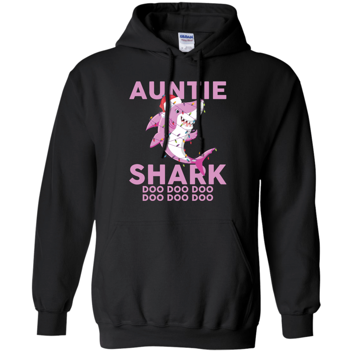 Auntie Shark Doo Doo Doo Funny Christmas Lights T-Shirt Hoodie