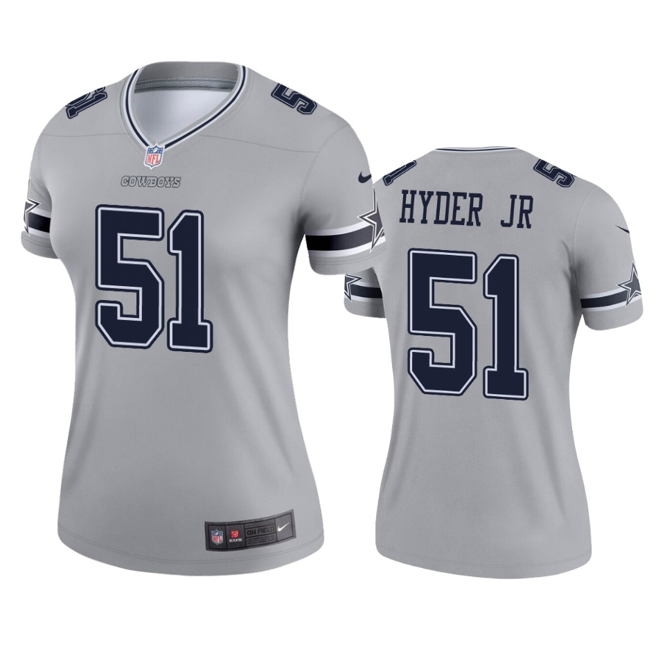 Womens Dallas Cowboys Kerry Hyder Jr Silver Inverted Legend Jersey