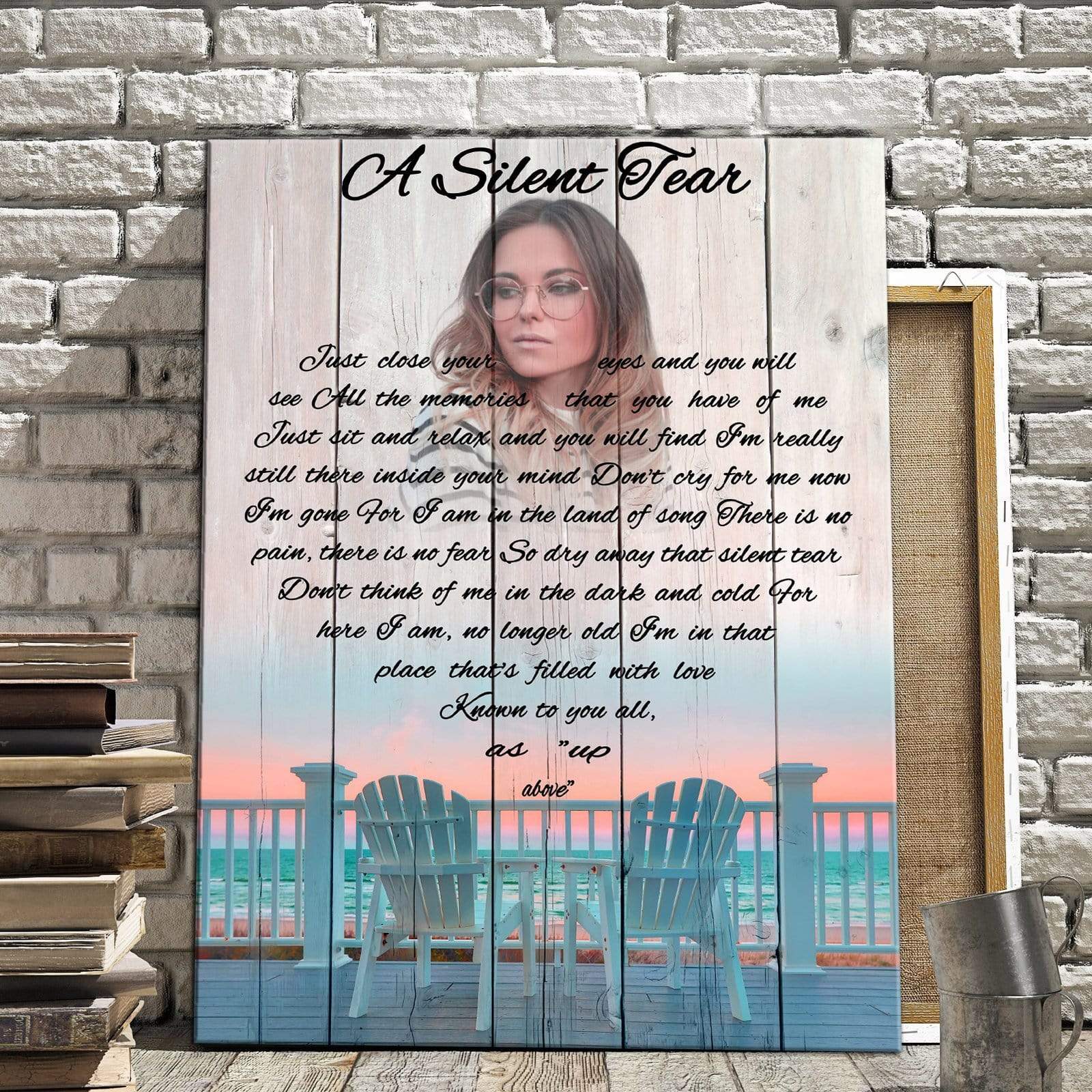 A Silent Tear, Personalized Photo Memorial Poster Canvas, Gift For Family Gift for Remembrance Home Decor Wall Art Visual Art