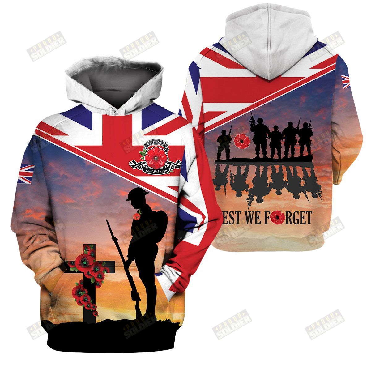 3D All-Over Printed” Uk Veterans – I Wear A Little Poppy” X16