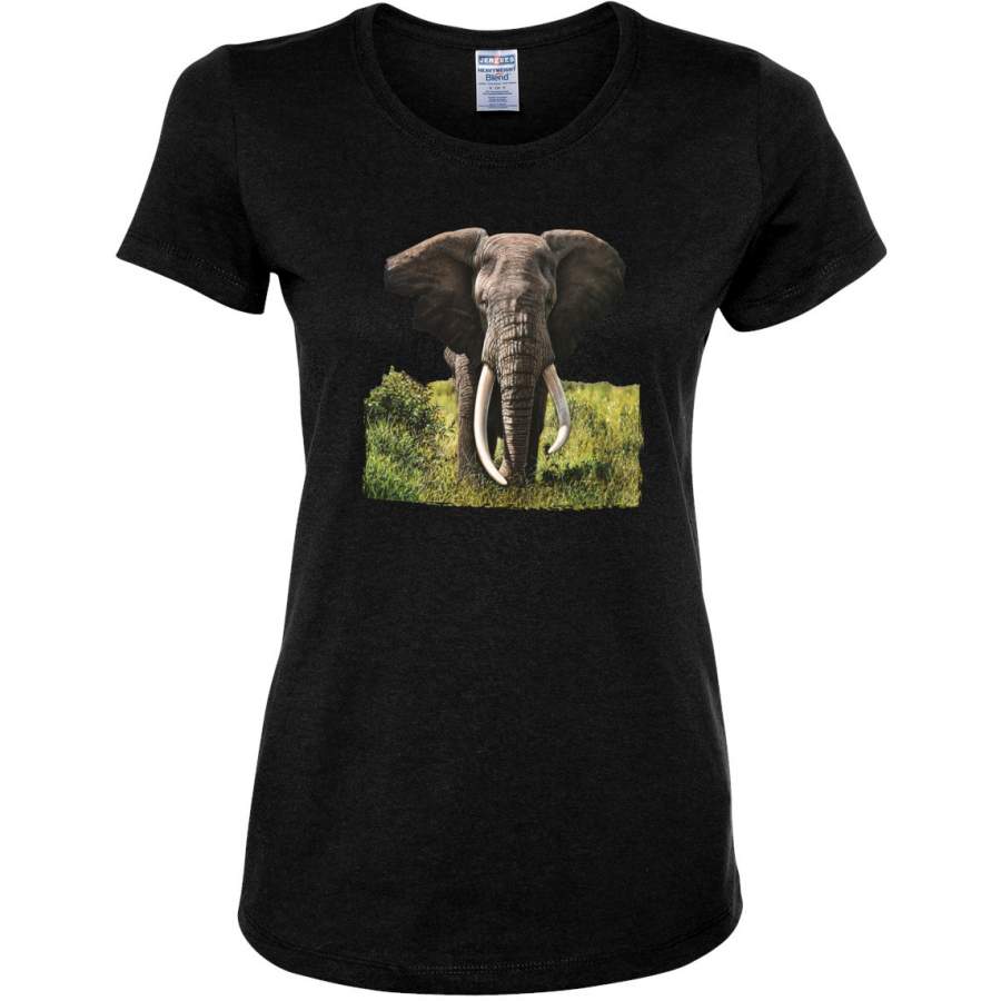 Wild African Forest Elephant Nature Animal Lover Womens Graphic T-Shirt