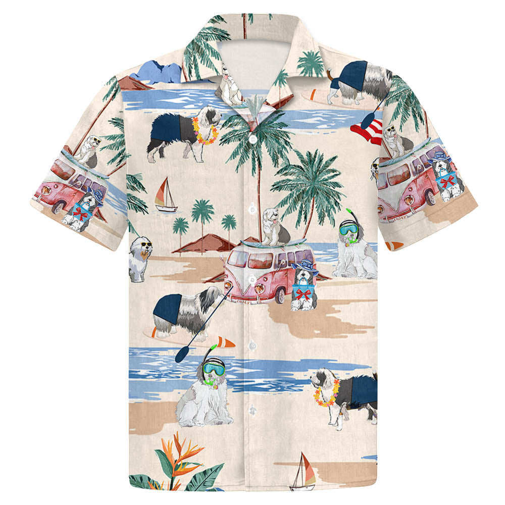 Old English Sheepdog Summer Beach Hawaiian Shirt