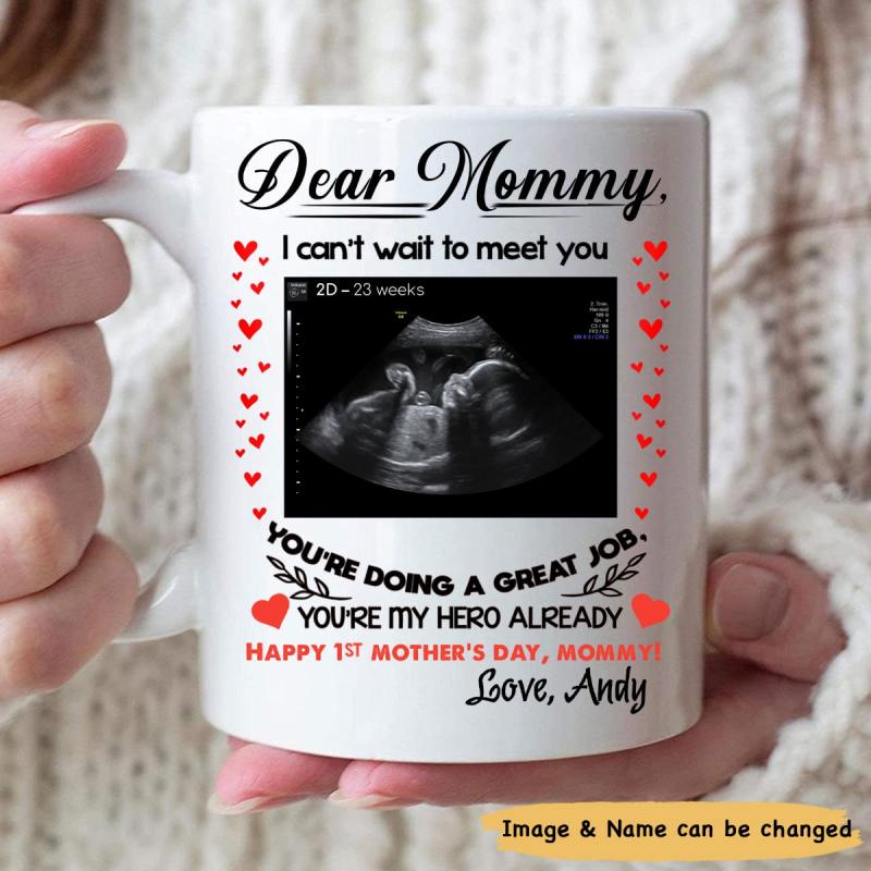 Personalized Happy 1St Mother’S Day From The Bump Sonogram Mug – Gift For Mommy To Be