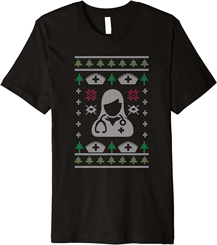 Ugly Christmas Nurse CNA Doctor Santa Claus New Year Nursing Premium T-Shirt