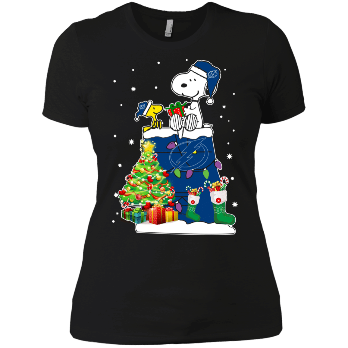 Check out this awesome Tampa Bay Lightning Snoopy & Woodstock Christmas Shirt Ladies’ Boyfriend Shirt