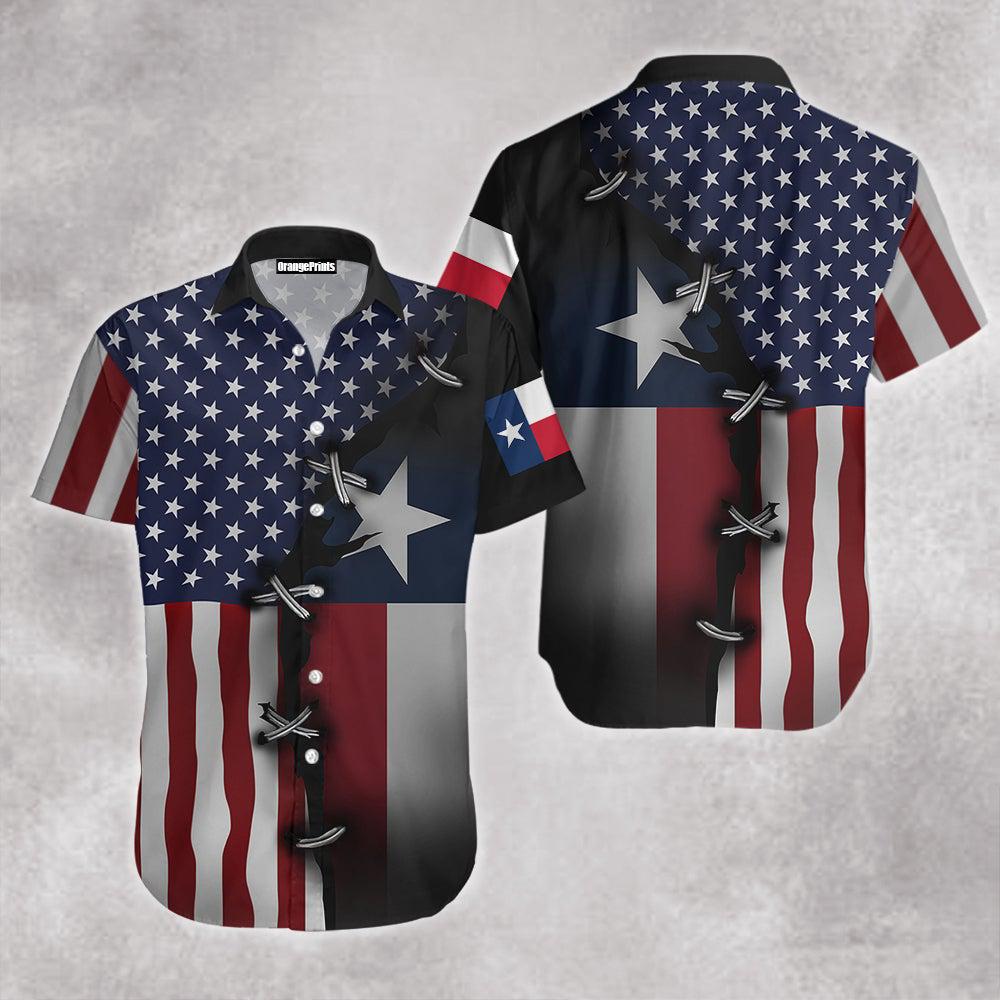 Texas Flag With American Flag Hawaiian Shirt – For Men And Women