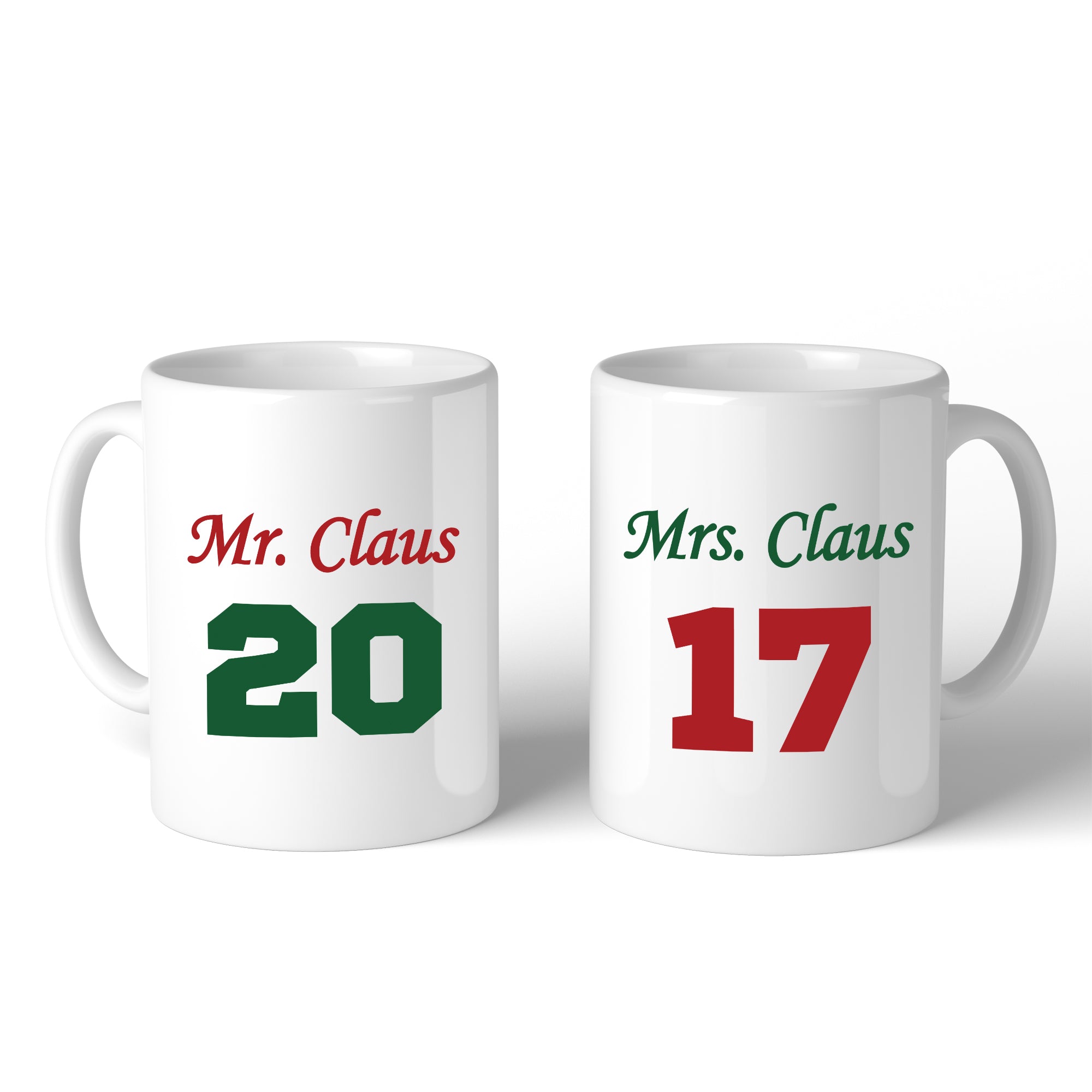 Mr. And Mrs. Claus Matching Couple White Mugs