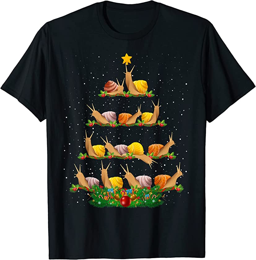 Snail Christmas Tree Funny Snail Animal Lover Xmas T-Shirt