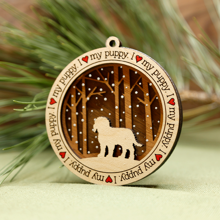 Personalized I Love My Puppy Circle Ornament, Custom Dog Lovers Ornament