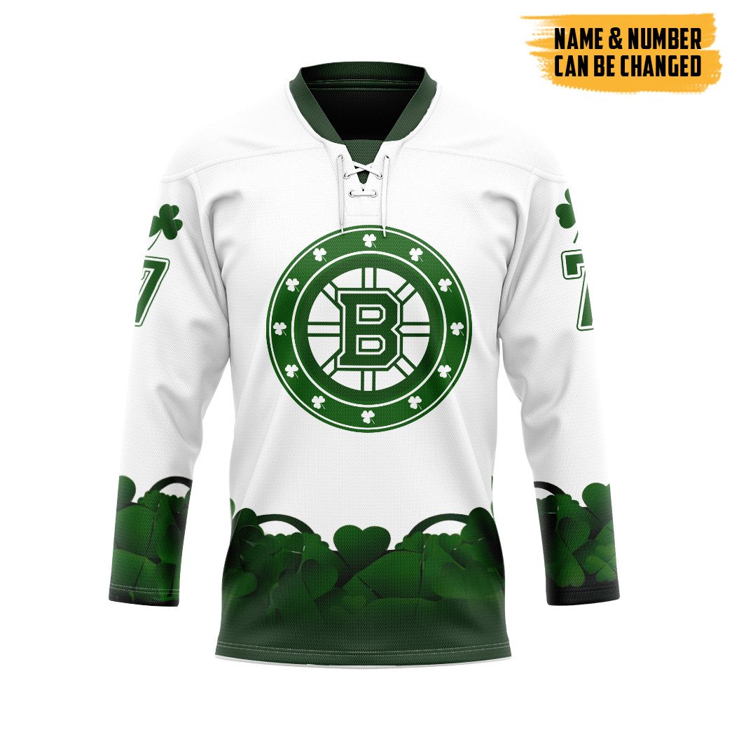 Gearhumans 3D Boston Bruins 2022 St Patrick Day Custom Name Custom Number Hockey Jersey