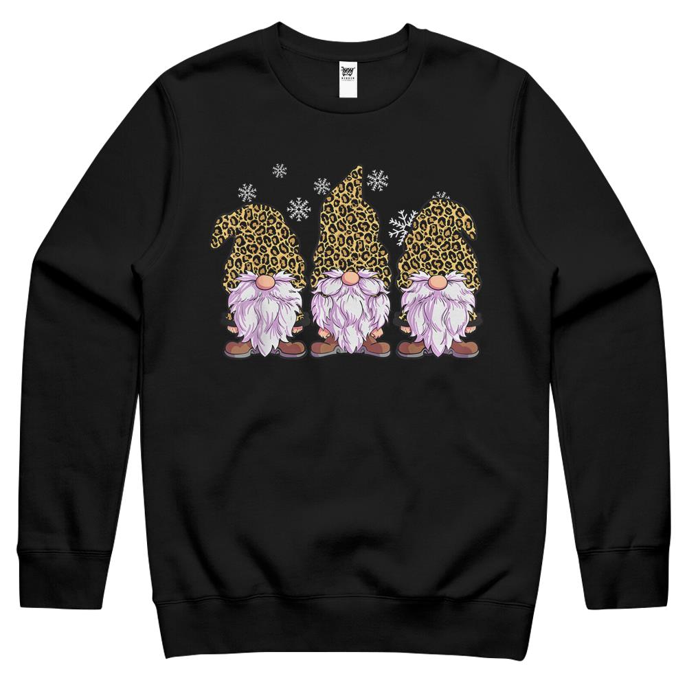 Three Gnomes Shirt Men Women Leopard Print Christmas Cheetah Crewneck Sweatshirt