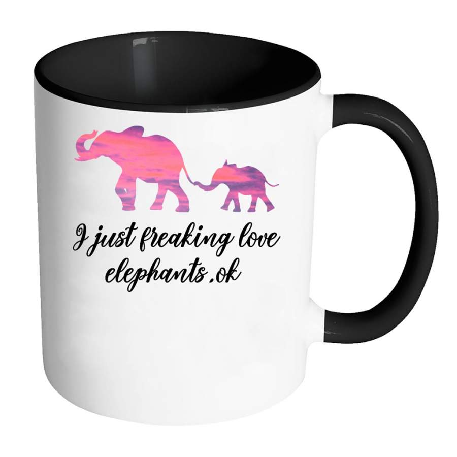 I Just Freaking Love Elephants Ok w – Full-Wrap Coffee Colors Accent Mug