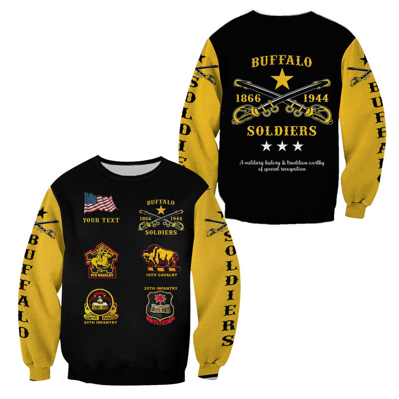 (Custom Personalised) Buffalo Soldiers Sweatshirt African American Military Original Style – Black Gold Lt8