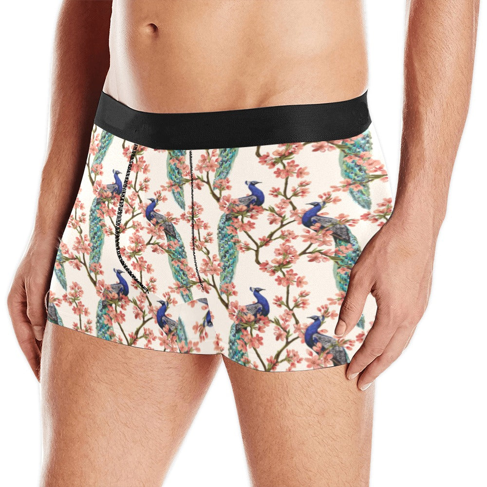 Peacock Tropical Flower Pattern Men’S All Over Print Boxer Briefs Men’S Underwear