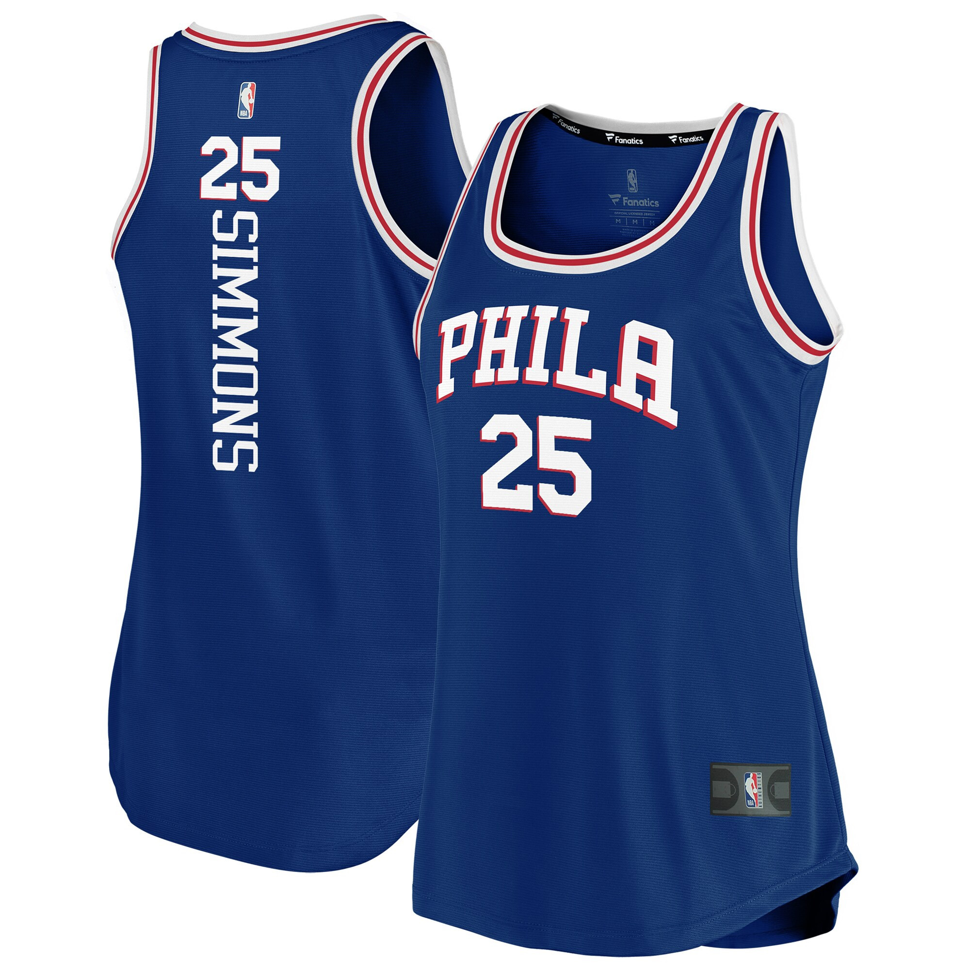 Ben Simmons Philadelphia 76ers Fanatics Branded Womens 2019/20 Fast Break Team Tank Jersey – Icon Edition – Royal NBA