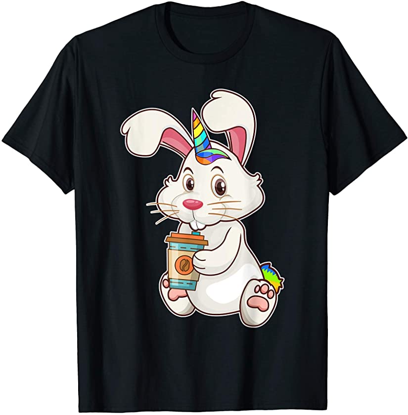 Cute Bunnycorn, Coffee Bunny Unicorn T-Shirt