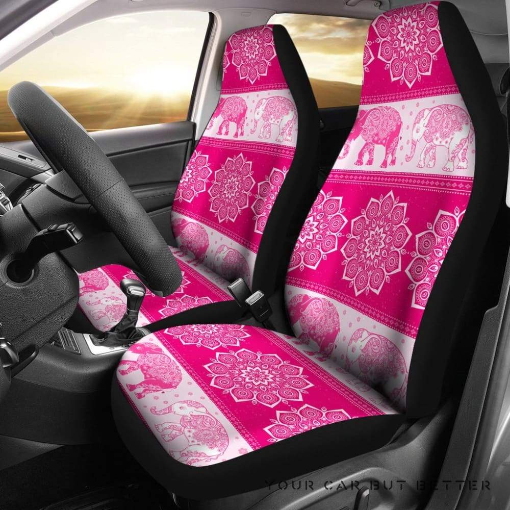 Flower Mandala Elephant Pink Car Seat Covers 100421