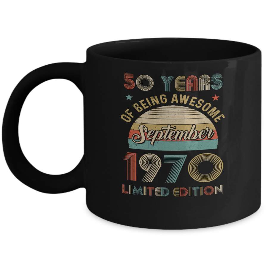 Vintage September 1970 Limited Edition 50th Birthday Gifts Mug