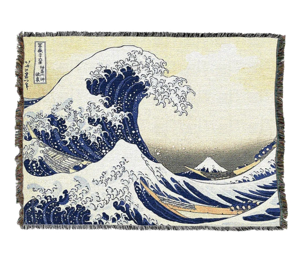 The Great Wave Of Kanagawa Vintage Retro Style Couch Sofa Blanket,  Woven Throw Blanket Home Decor