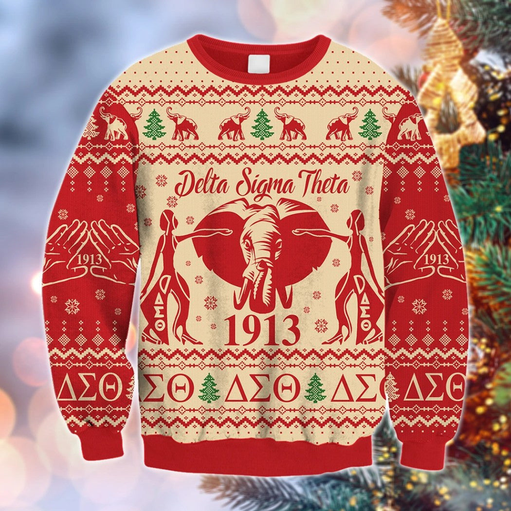 Sorority Sweatshirt – Delta Sigma Theta Elephant Christmas Sweatshirt