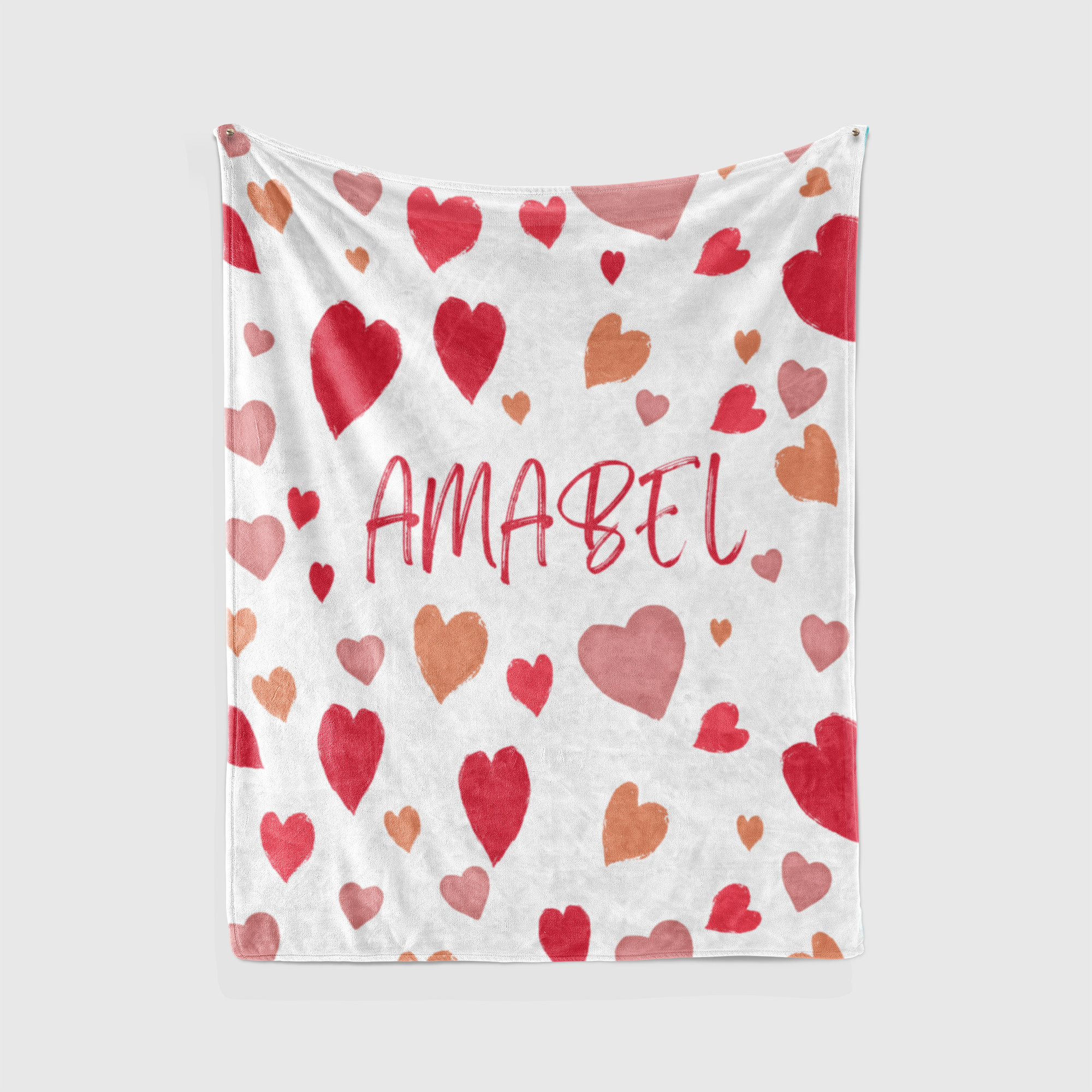 Personalized Heart-Shaped Pattern Blanket, Custom Name Heart Blanket, Gift For Lover.