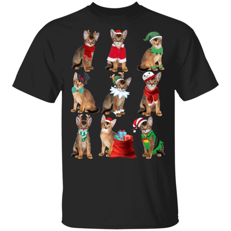 Abyssinian Cat Christmas T Shirt Xmax Gift For Friends Cat Owner Cute Shirt For Woman