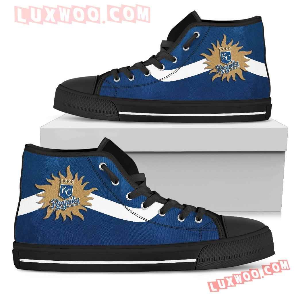 Simple Van Sun Flame Kansas City Royals High Top Shoes Sport Sneakers