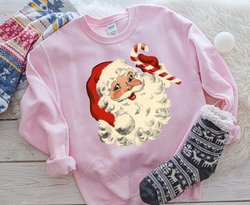 Retro Santa Shirt, Christmas Sweatshirts, Women Christmas Santa Shirts, Cute Retro Santa Shirt, Classic Christmas Shirt, Christmas Pullover