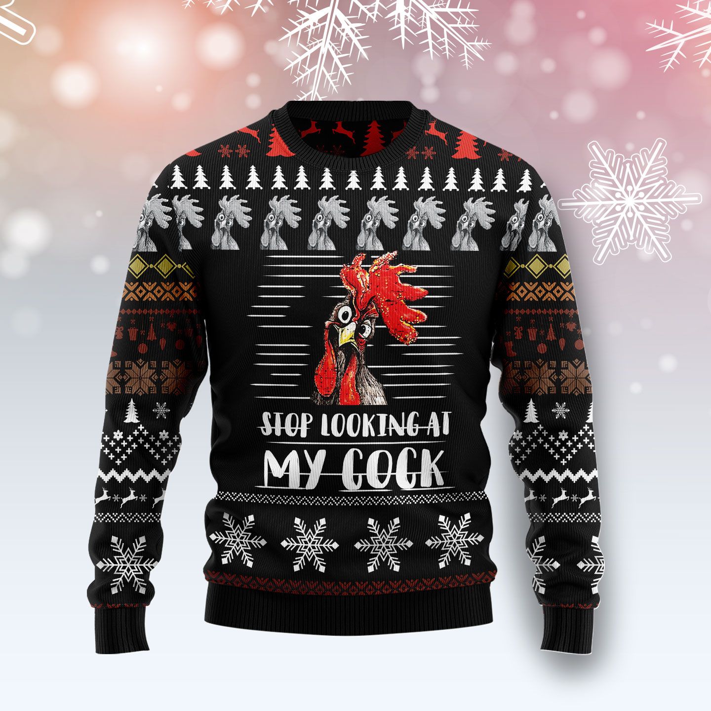 Stop Looking At My Cock G51124 Ugly Christmas Sweater