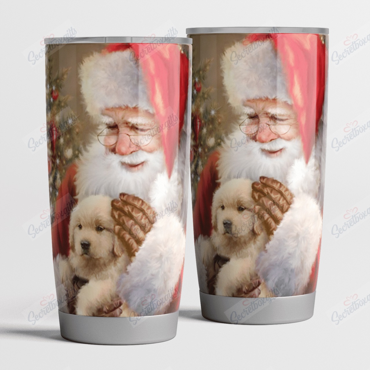 Personalized Santa And Puppy Dog Christmas Nc1611409Cl Stainless Steel Tumbler Travel Customize Name, Text, Number, Image