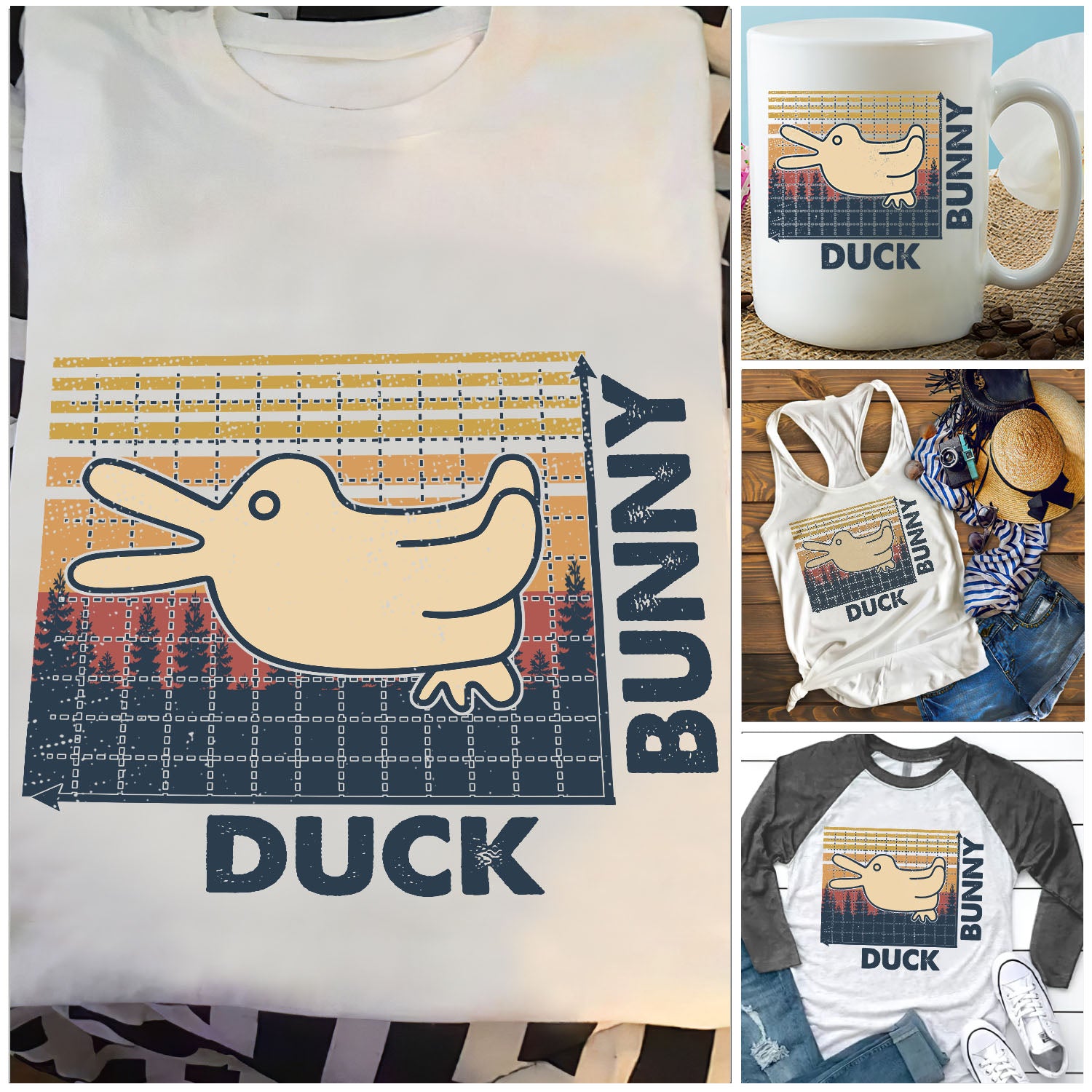 Duck Or Bunny Graphic Unisex T Shirt, Sweatshirt, Hoodie Size S – 5XL