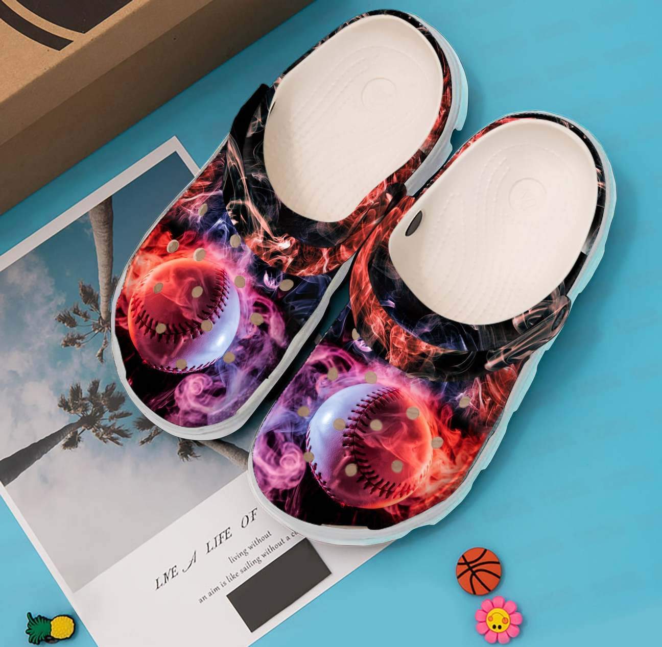 Baseball Personalized Clog, Custom Name, Text Smoky Ball, Fashion Style For Women, Men, Kid, Print 3D