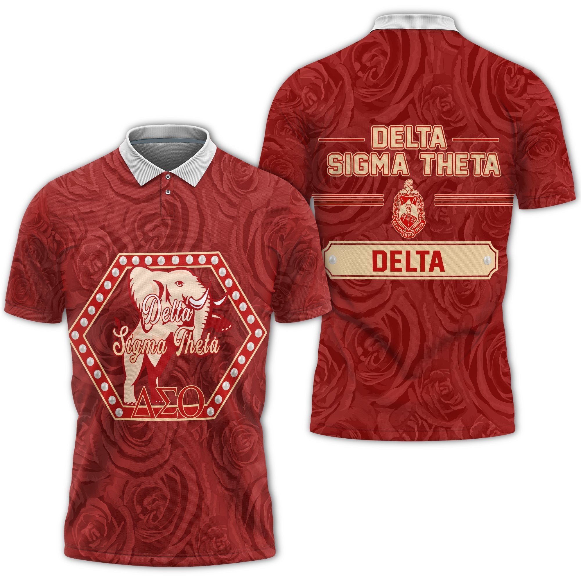 Greek Life Polo – Delta Sigma Theta Rose Pearls Polo Shirt J09