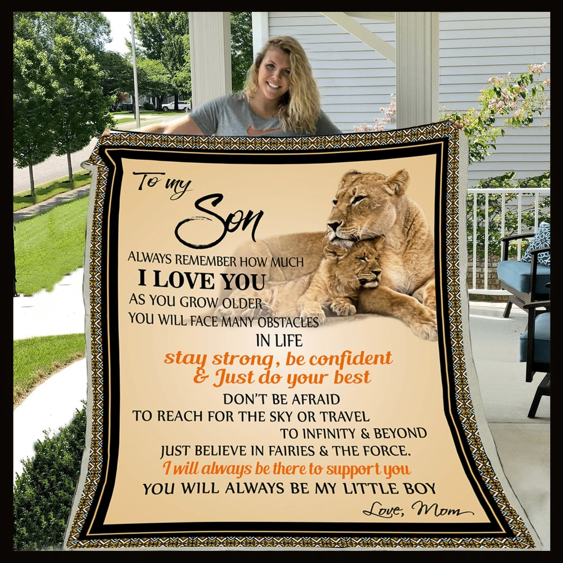 To My Son You Will Always Be My Little Boy Lion Cozy Fleece Blanket Sherpa Blanket